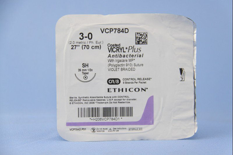 SUTURE, VICRL+ ANTIBAC VIO BR 3-0 27" SH (12/BX)