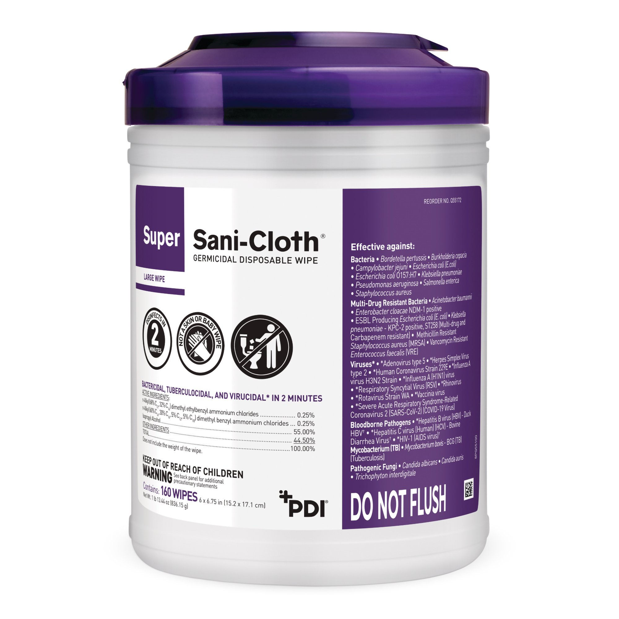 WIPE, SANICLOTH SUPER GERMICIDE LG (160/CN 12CN/CS