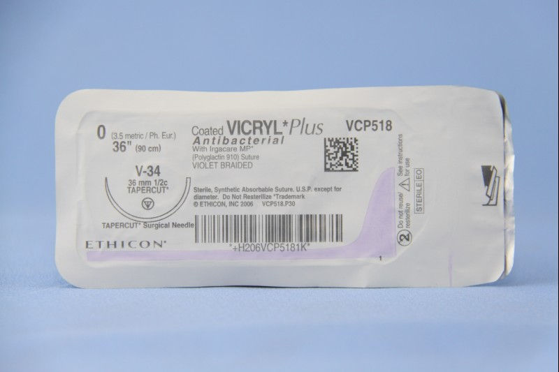 SUTURE, VICRL+ ANTIBAC VIO BR 0 36" V-34 (36/BX)