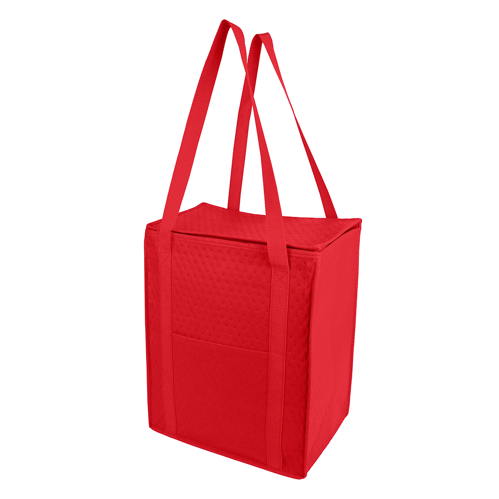 Non-Woven Zipper Insulated Cooler Tote Bag - Red