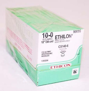 SUTURE, ETHILON BLK MONO 10-0 CS-140-6 (12/BX)