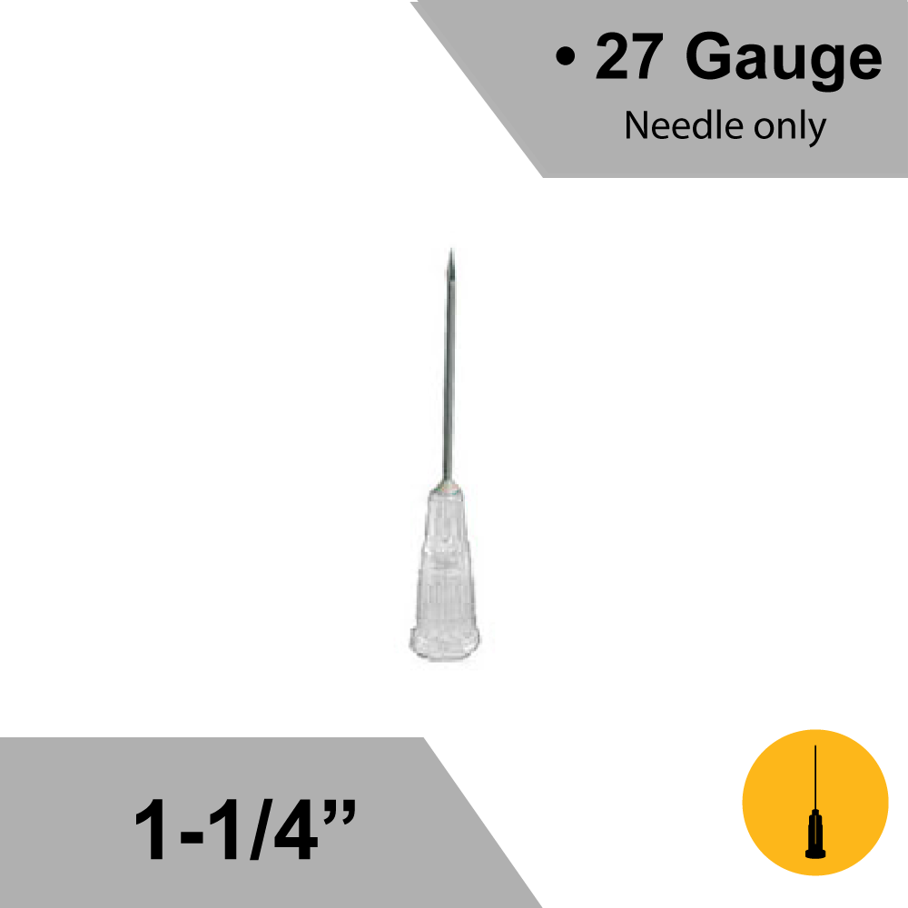 NEEDLE, HYPODERMIC 27G X 1-1/4"WITHOUT SAFETY, 100/BX (EXEL)