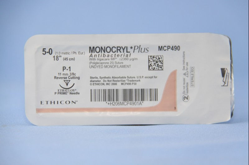 SUTURE, MONOCRYL PLUS UD 5-0 18" P-1 (12/BX)