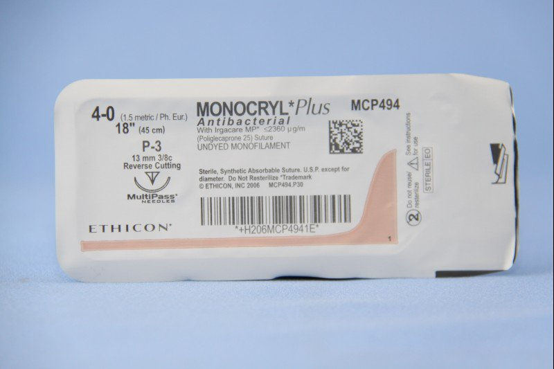 SUTURE, MONOCRYL PLUS UD 4-0 18" P-3 (12/BX)
