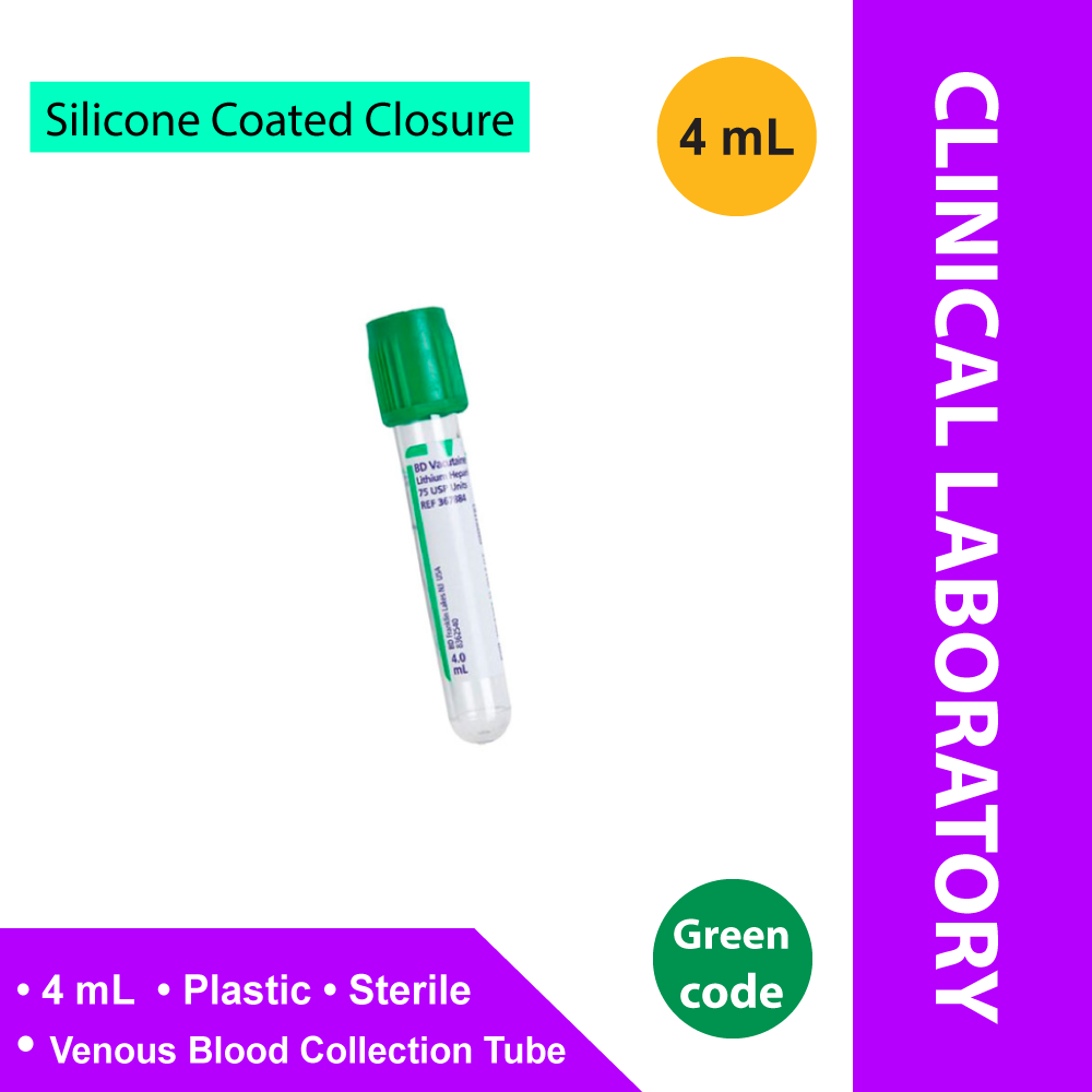 TUBE, BLD COL SODHEP GRN 4ML PLAS VACUTAINER (100/BX 10BX/CS