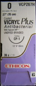 SUTURE, VICRYL+ UD BR 0 27" CP-1 (36/BX)