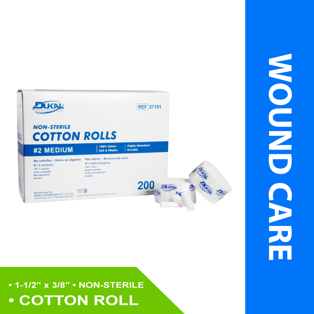 COTTON ROLLS, NS #2 MED, 1-1/2" X 3/8"