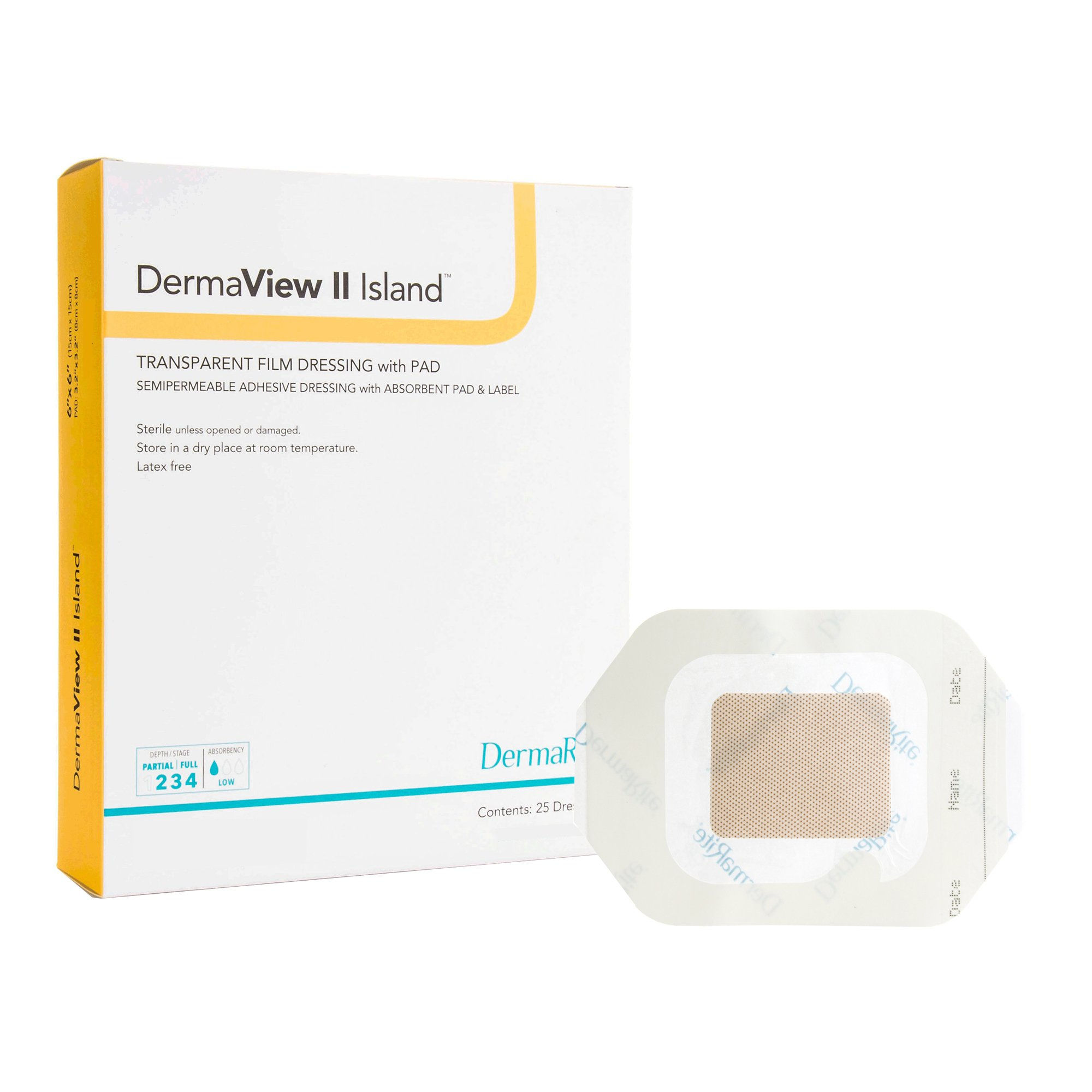 DRESSING, WOUND DERMA VIEW II ISLAND 2"X2.75" (50/BX)