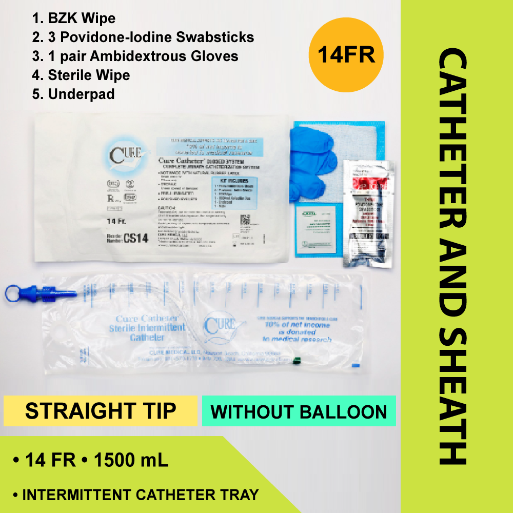 CATHETER KIT, URETHRAL STR LF DEHP FREE 14FR (100/ CUREMD