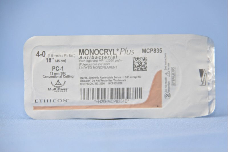 SUTURE, MONOCRYL PLUS UD 4-0 18" PC-1 (12/BX)