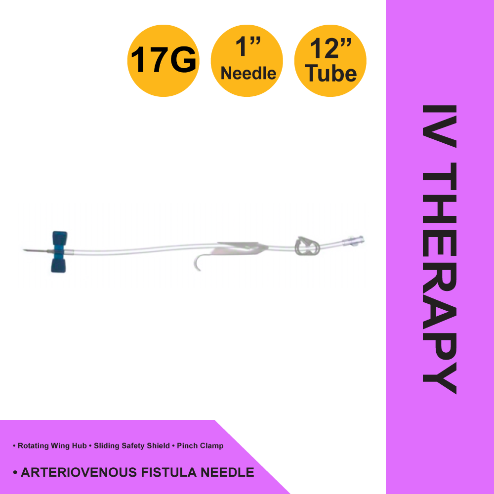 NEEDLE, FISTULA FIXED WING SINGLE PACK 17GX1" (250/CS)