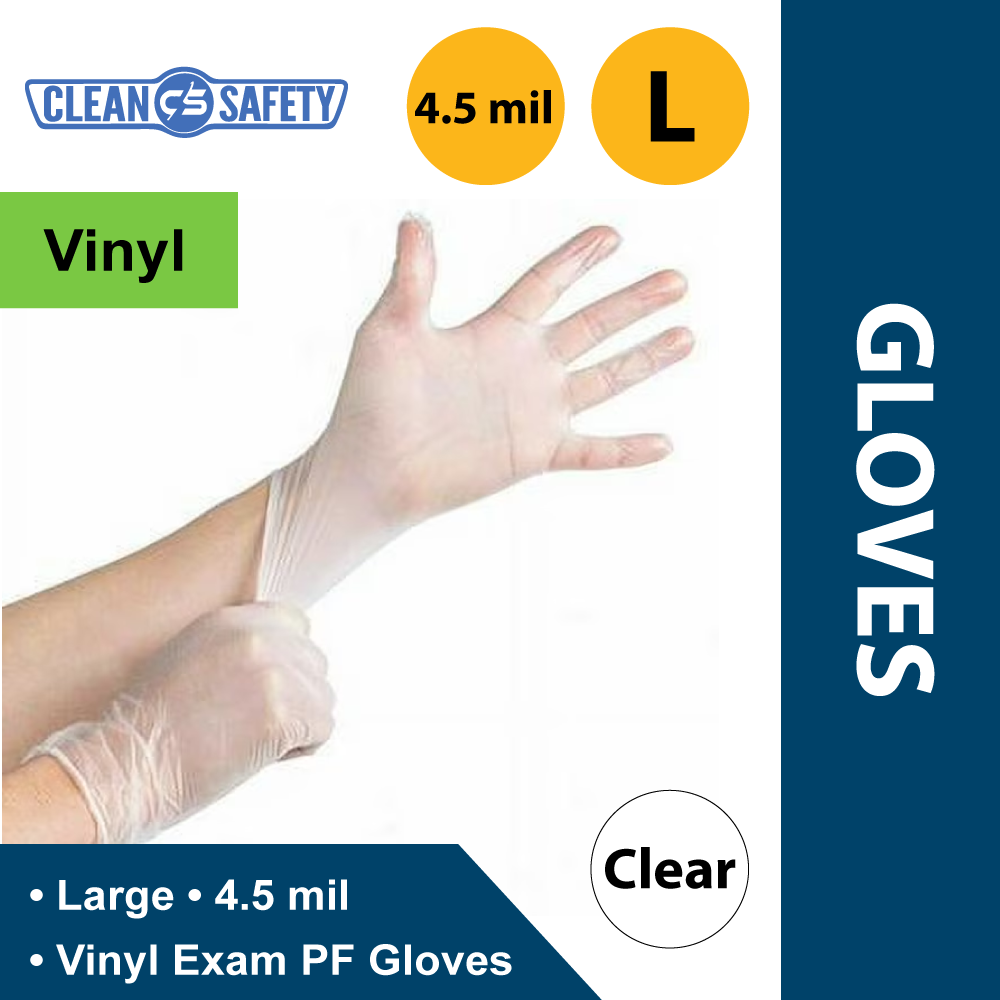 Clear Vinyl exam PF Gloves L