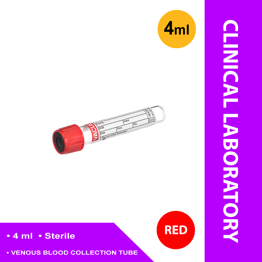 TUBE, BLD COL CLOT RED/BLK 4MLPET VACUETTE (50/BX 24BX/CS)