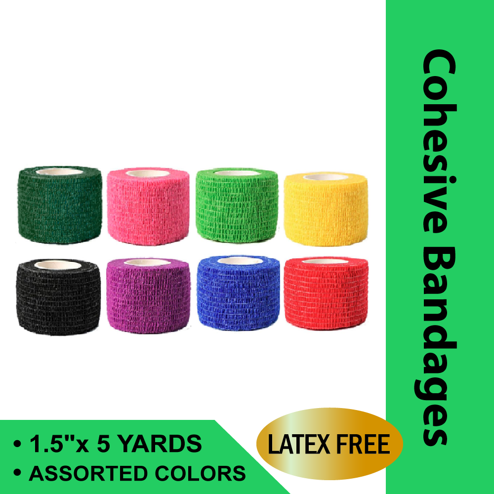 CO-EASE COHESIVE BANDAGE 1.5"X5 YDS. MULTI-COLOR LATEX FREE