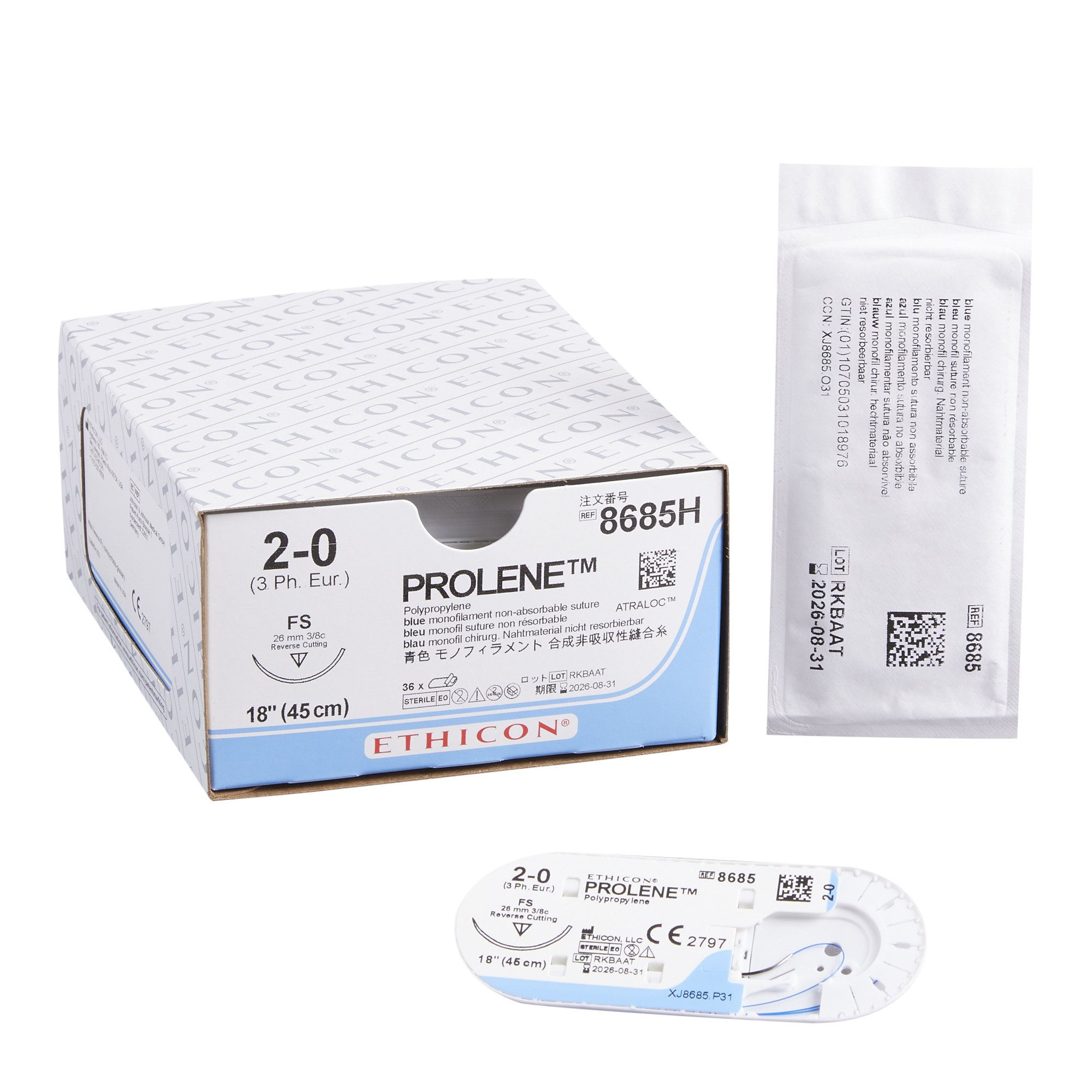 SUTURE, PROLENE BLU MONO 2-0 18" FS (36/BX)