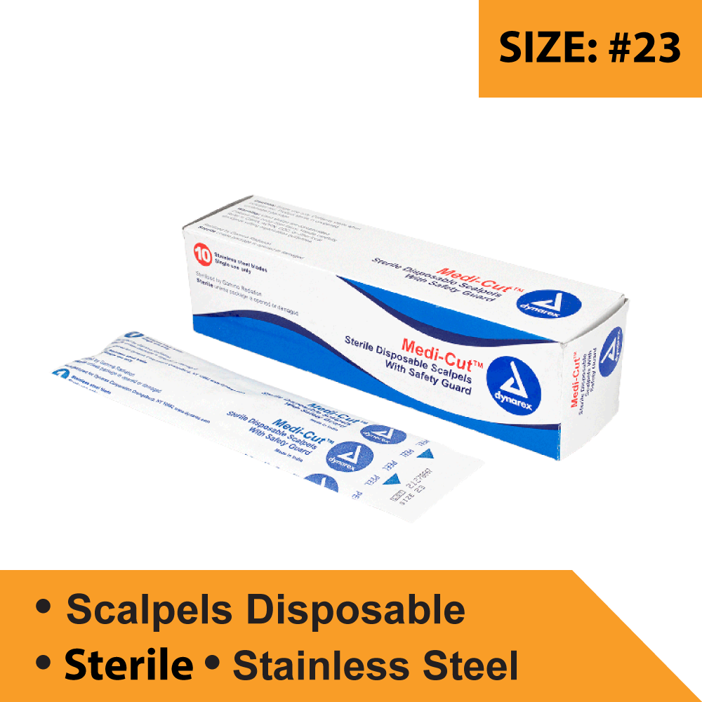 MEDICUT SCALPELS DISPOSABLE STERILE, #23, 10/BX