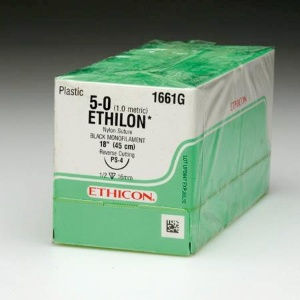 SUTURE, ETHILON BLK MONO 5-0 18" PS-4 (12/BX)