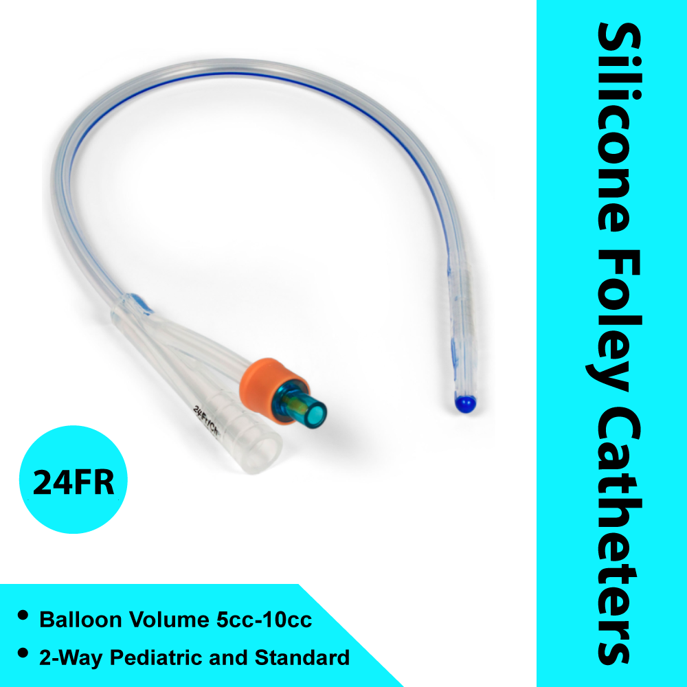 SILICONE FOLEY CATHETERS 2-WAY STANDARD, 24 FR, 5-10 CC, 10/BX