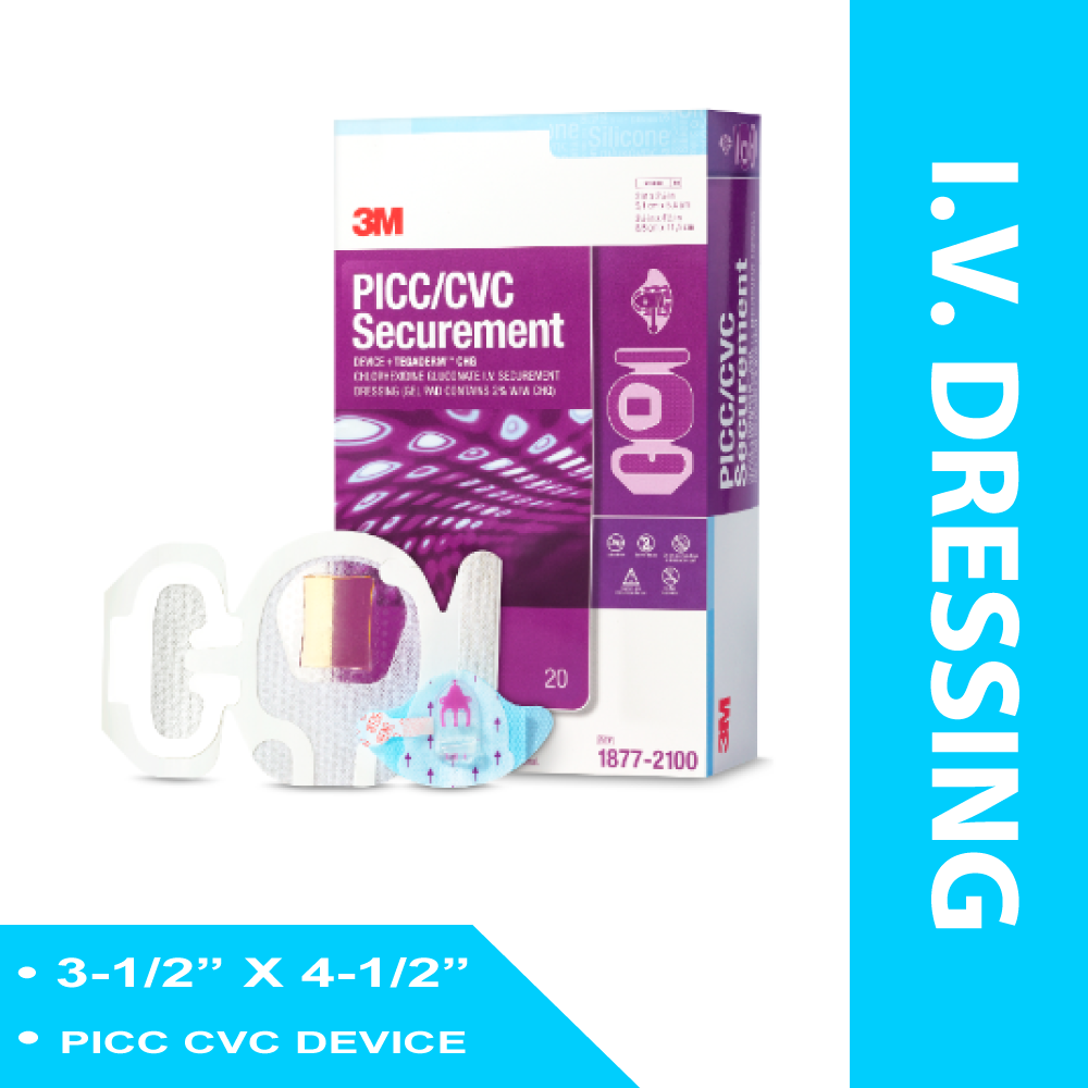 PICC/CVC SECURE DEVICE + TEGADERM™ WITH CHG IV DRESSING 3-1/2 X 4-1/2" STERILE