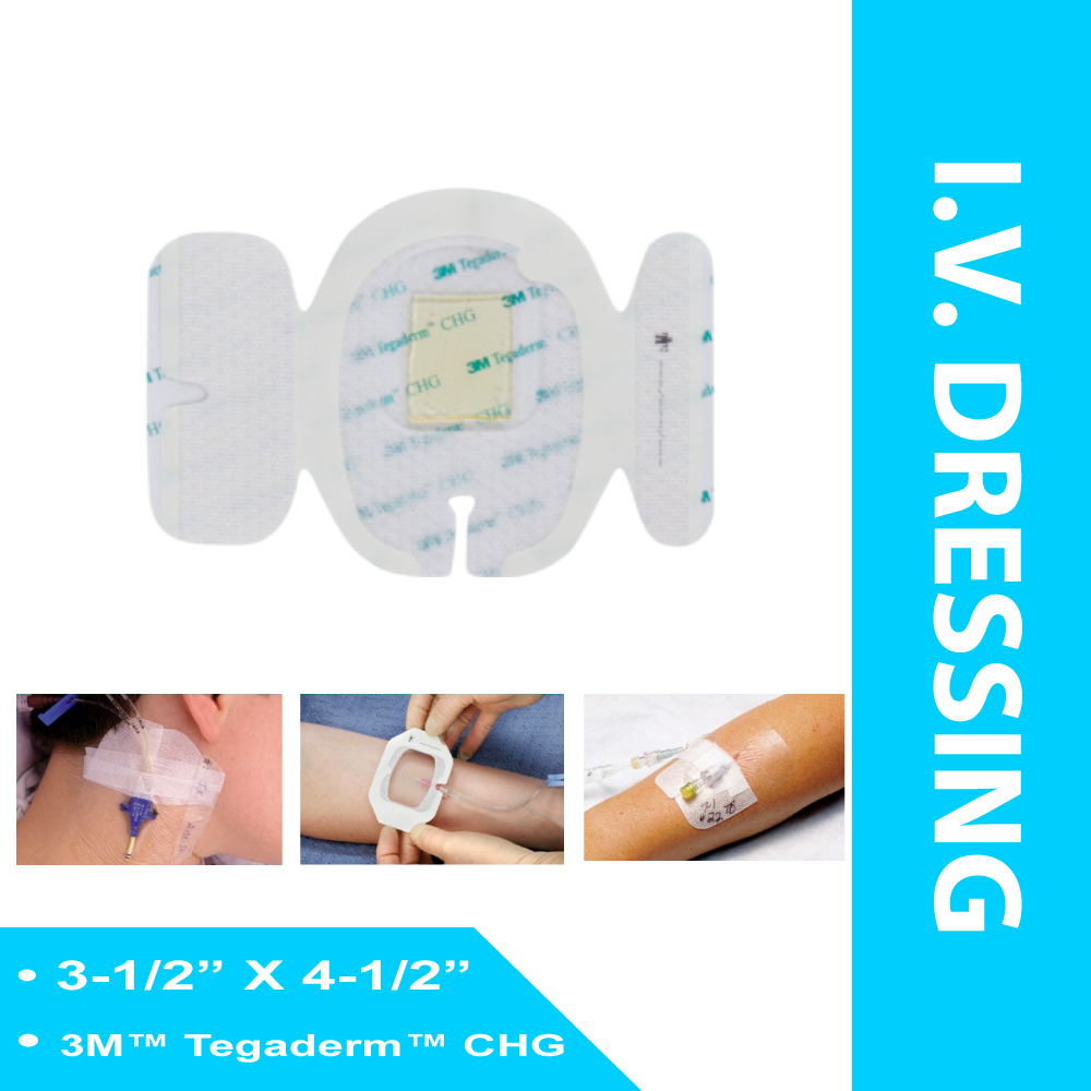 I.V. DRESSING WITH CHG 3M™ TEGADERM™ CHG / FILM 3 1/2 X 4 1/2 INCH STERILE