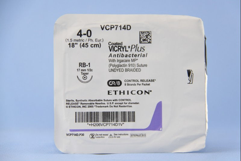 SUTURE, VICRL+ ANTIBAC UD BR 4-0 18" RB-1 (12/BX)