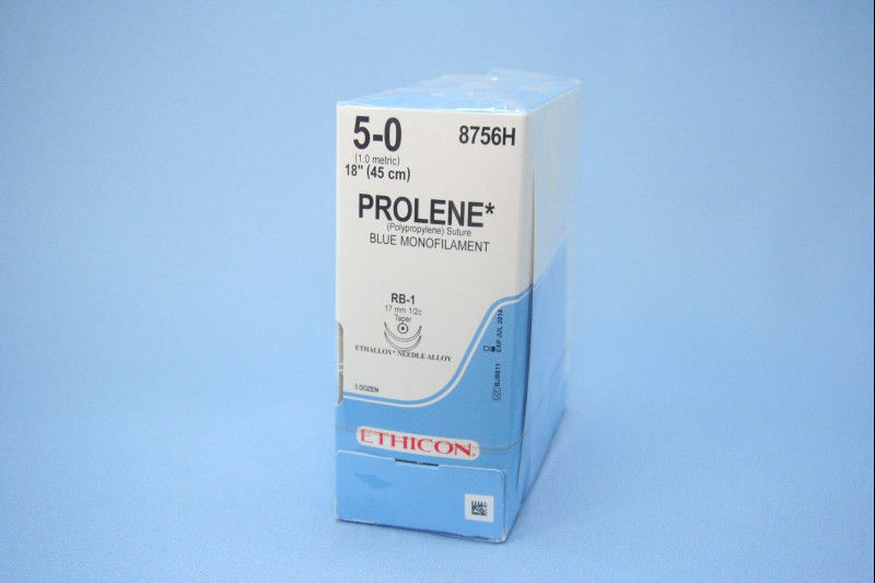 SUTURE, PROLENE BLU MONO 5-0 18" RB-1 (36/BX)