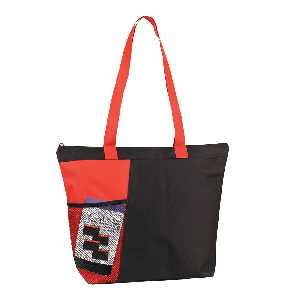 Extra Large 600D Polyester Zipper Bottle Tote Bag - Red-Black