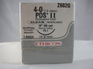 SUTURE, PDS CLR MONO 4-0 18" PS-1 (12/BX)