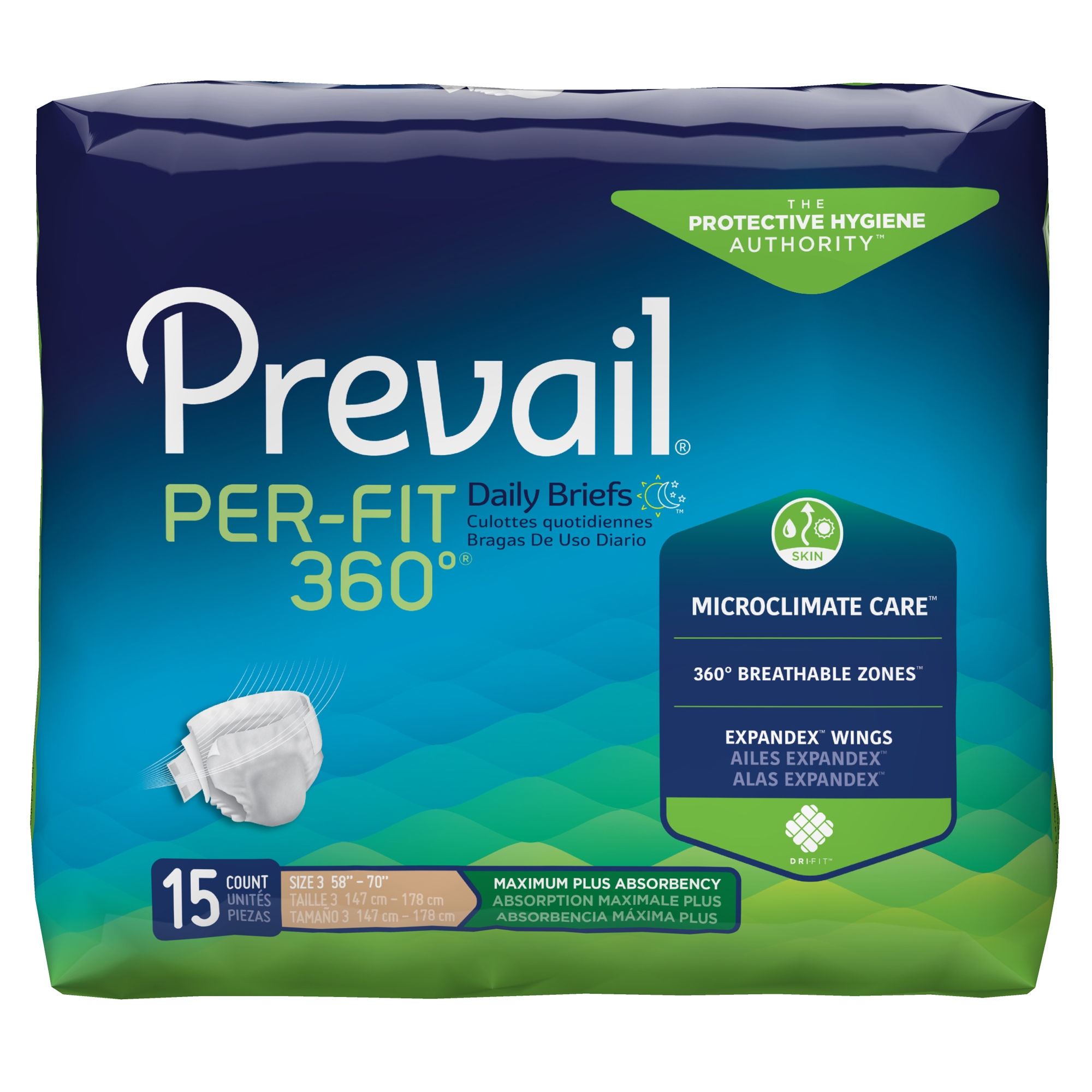 BRIEF, INCONT PREVAIL PER-FIT 360 SZ3 (15/BG 4BG/CS)