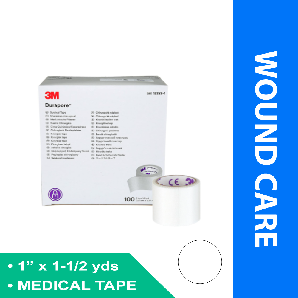 MEDICAL TAPE 3M™ DURAPORE™ WHITE 1 INCH X 1-1/2 YARD SILK-LIKE CLOTH NONSTERILE