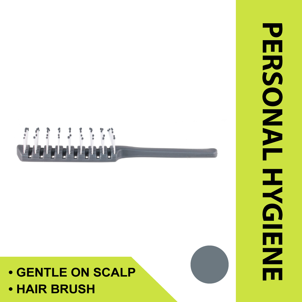 HAIR BRUSH, ADLT, GRAY HDL