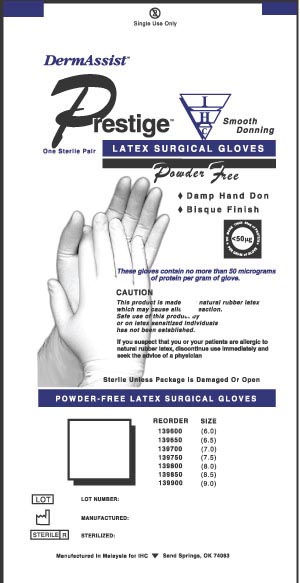 GLOVE, SURG LTX 6.5 STR2 TXT (50PR/BX 4BX/CS)
