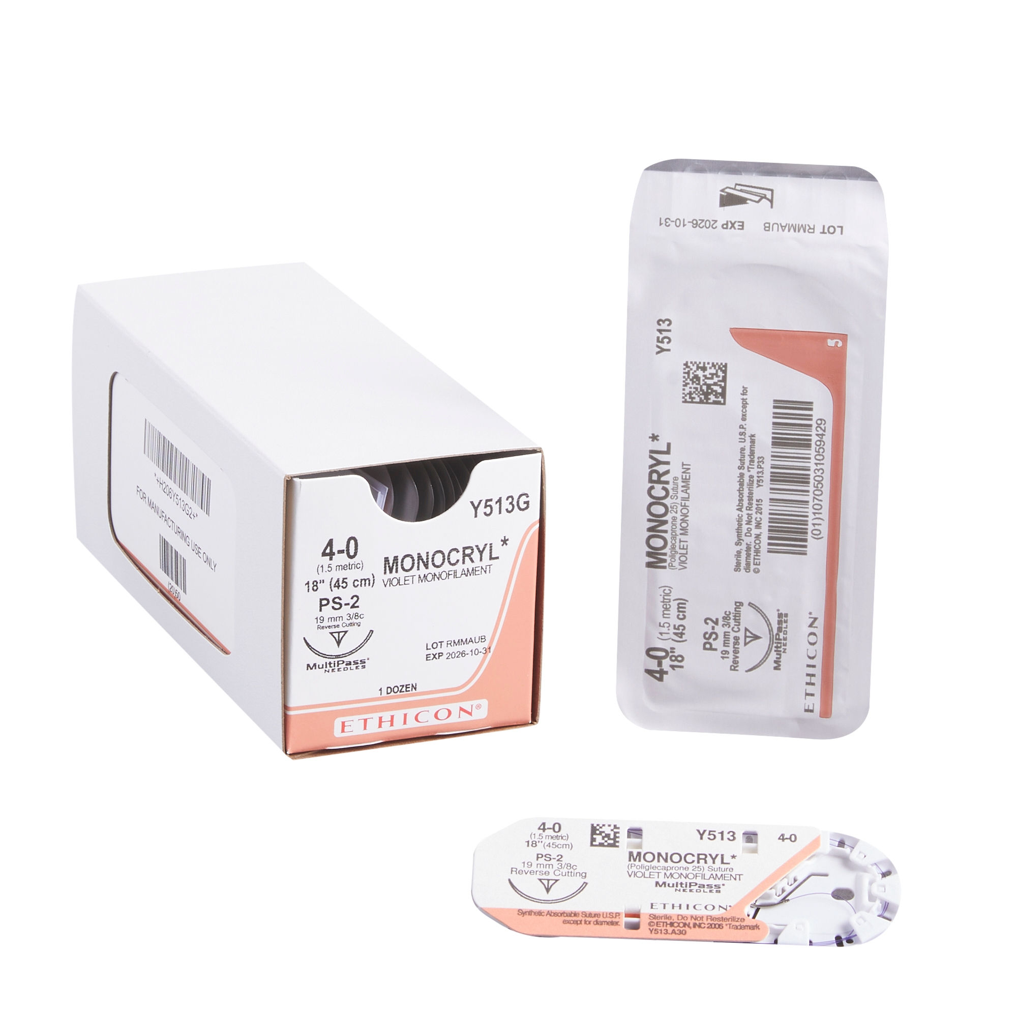 SUTURE, MONCRYL VIO MONO 4-0 18" PS-2 (12/BX)