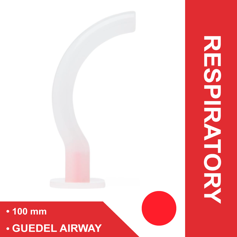 GUEDEL OROPHARYNGEAL AIRWAY 100 MM LENGTH, DISPOSABLE RED