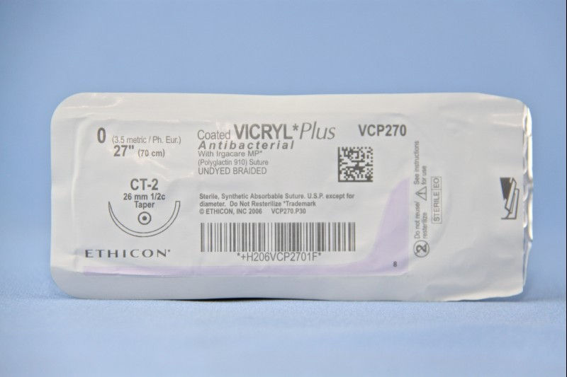 SUTURE, VICRYL+CTD ANTIBAC UD BR 0 27" CT-2(36/BX)