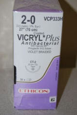 SUTURE, VICRYL+ ANTIBAC VIO BR2-0 27" (36/BX)
