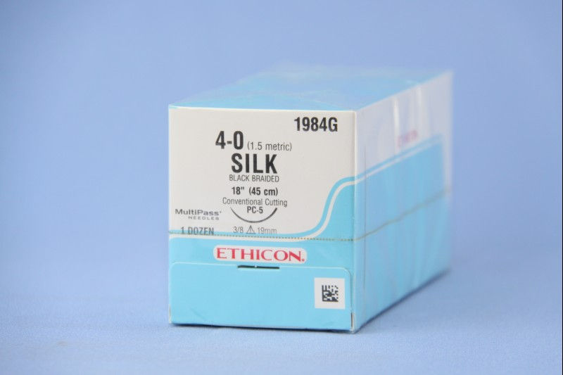 SUTURE, SILK BLK BR 4-0 18" PC-5 (12/BX)
