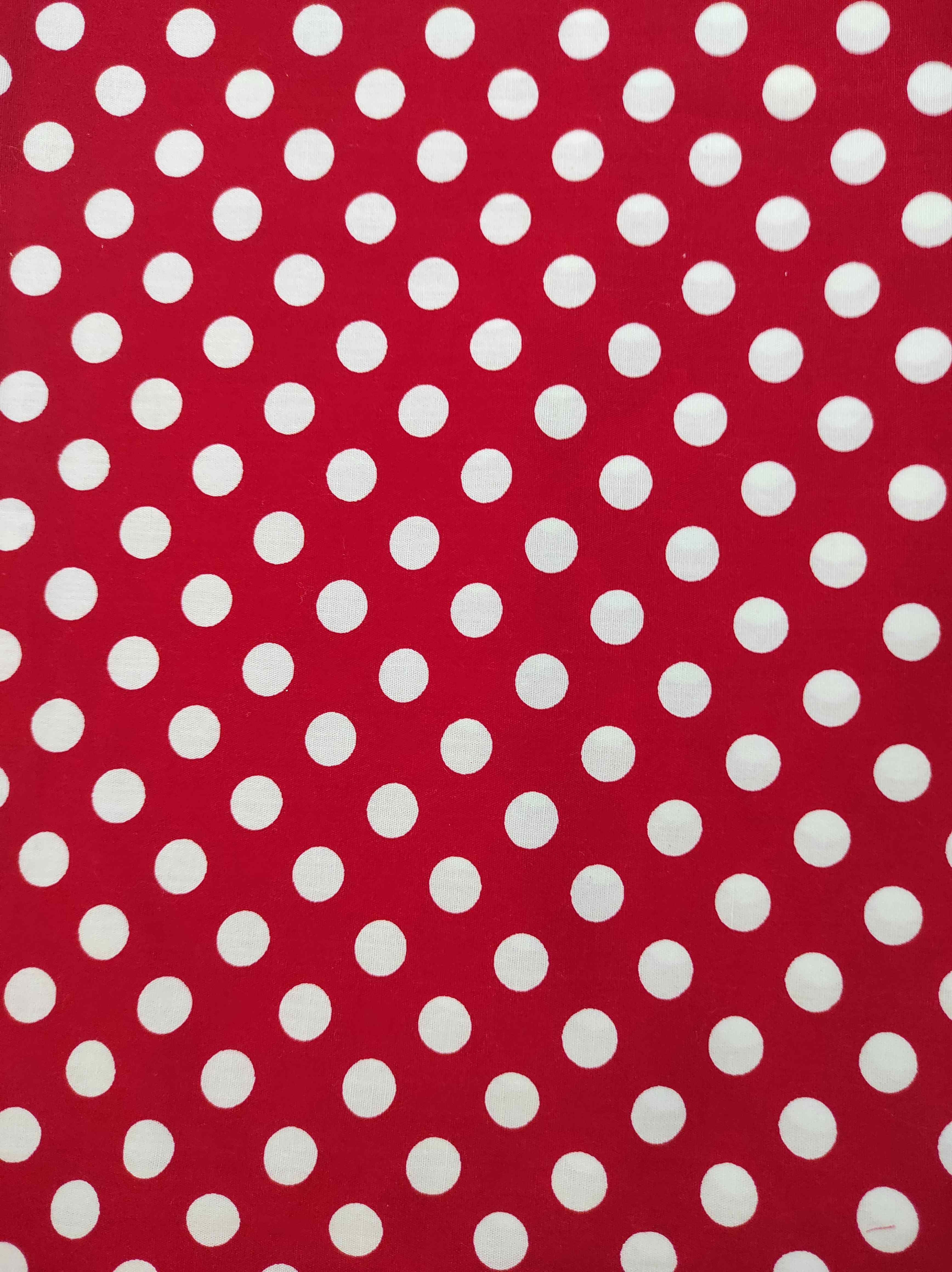 כותנה אדום עיגולים לבנים