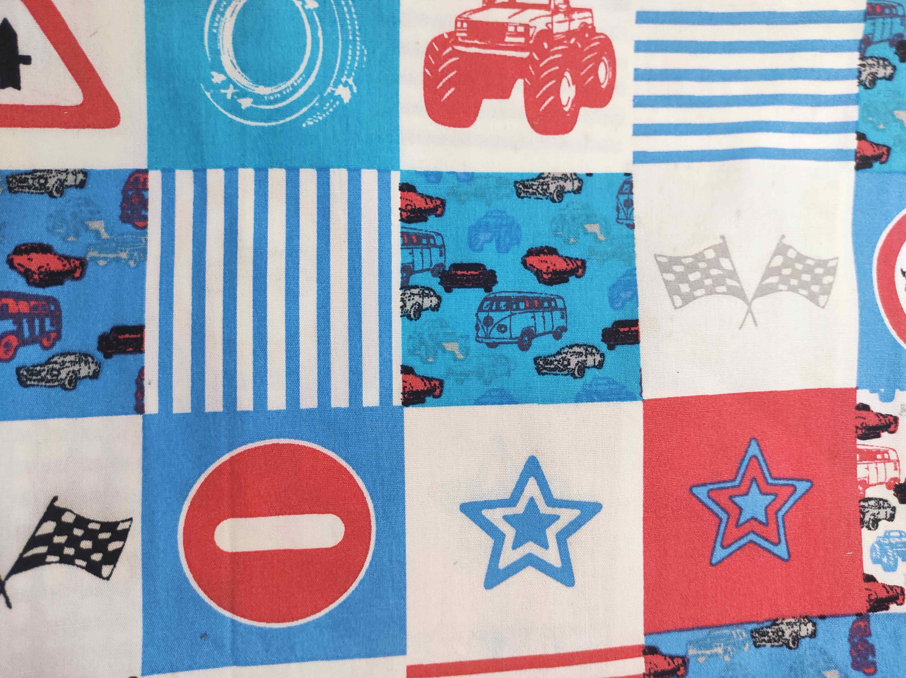 כותנה תמרורים תכלת אדום