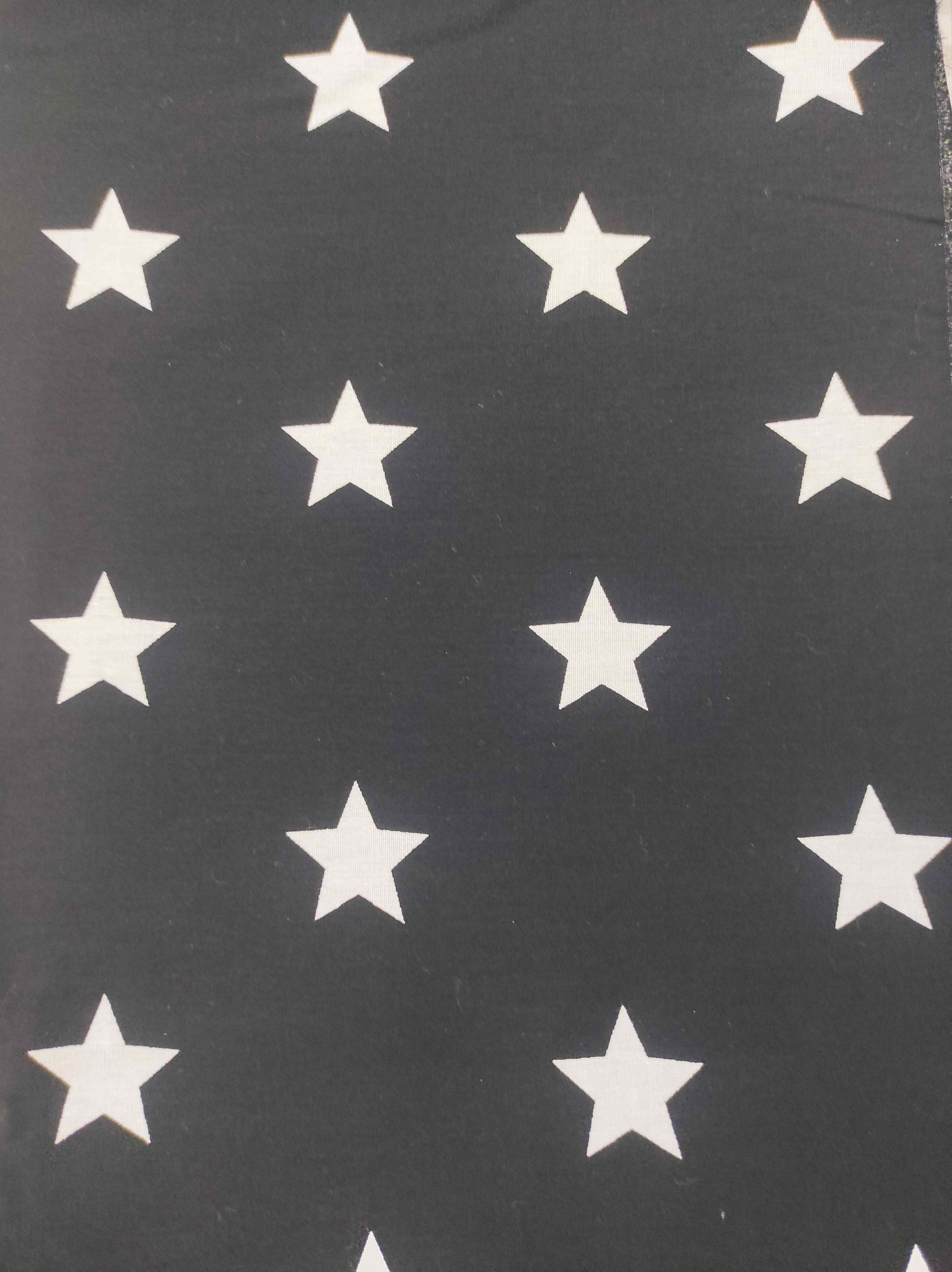 כותנה שחור כוכבים לבנים