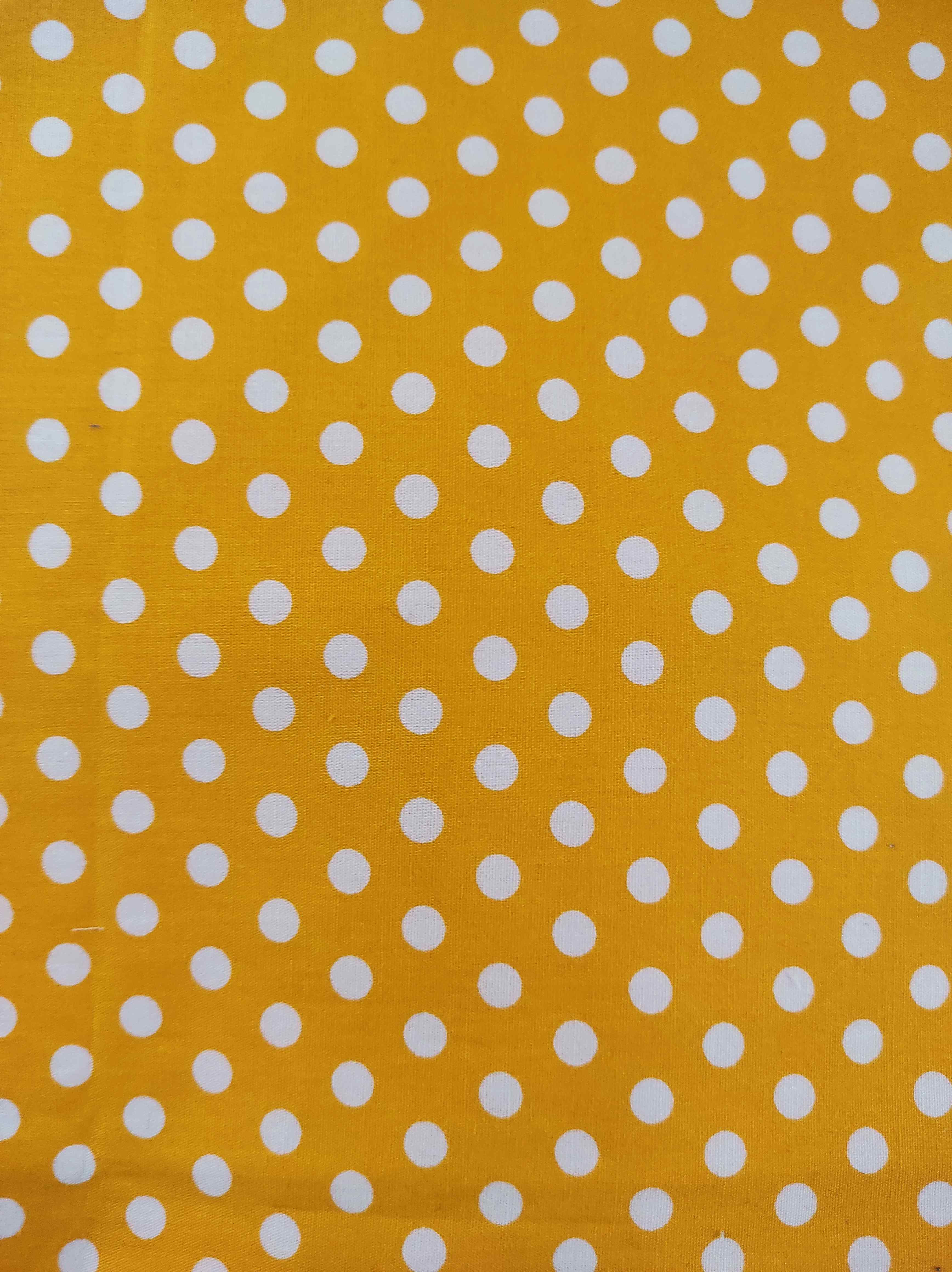 כותנה צהוב עיגולים לבנים