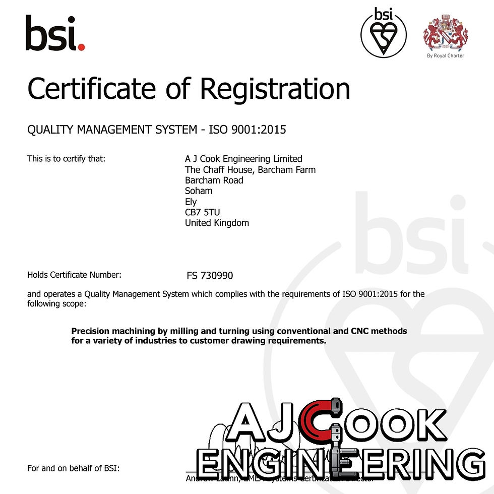 ISO9001 Accredited Precision Engineering 