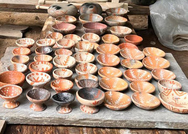 Traditional pottery drying before firing