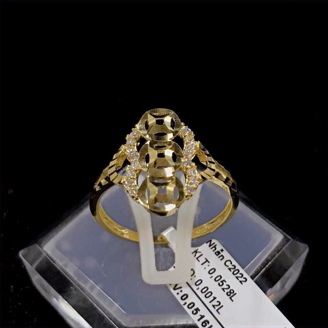 Nhẫn nữ kim tiền vàng đá trắng VJC 610