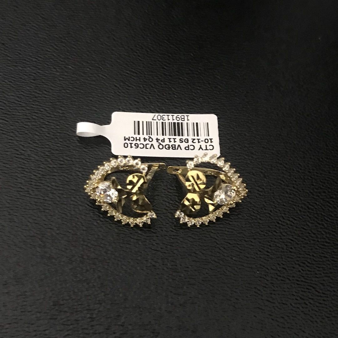 Bông tai vàng đá trắng VJC 610