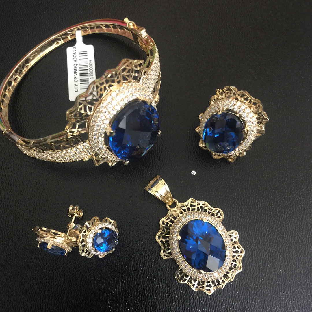 Bộ Trang sức Vàng đá xanh nước biển VJC 610