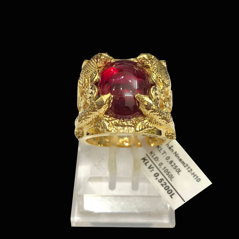 Nhẫn nam vàng Cá chép hóa rồng đá đỏ VJC 610