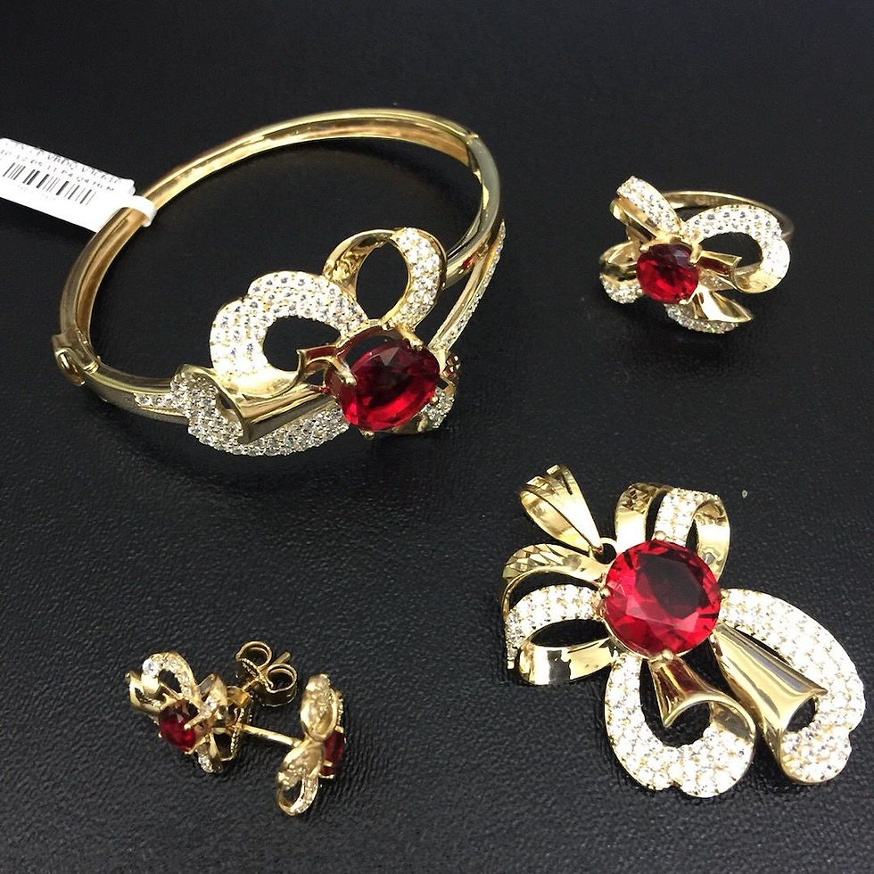 Bộ Trang sức Vàng nơ đá đỏ VJC 610