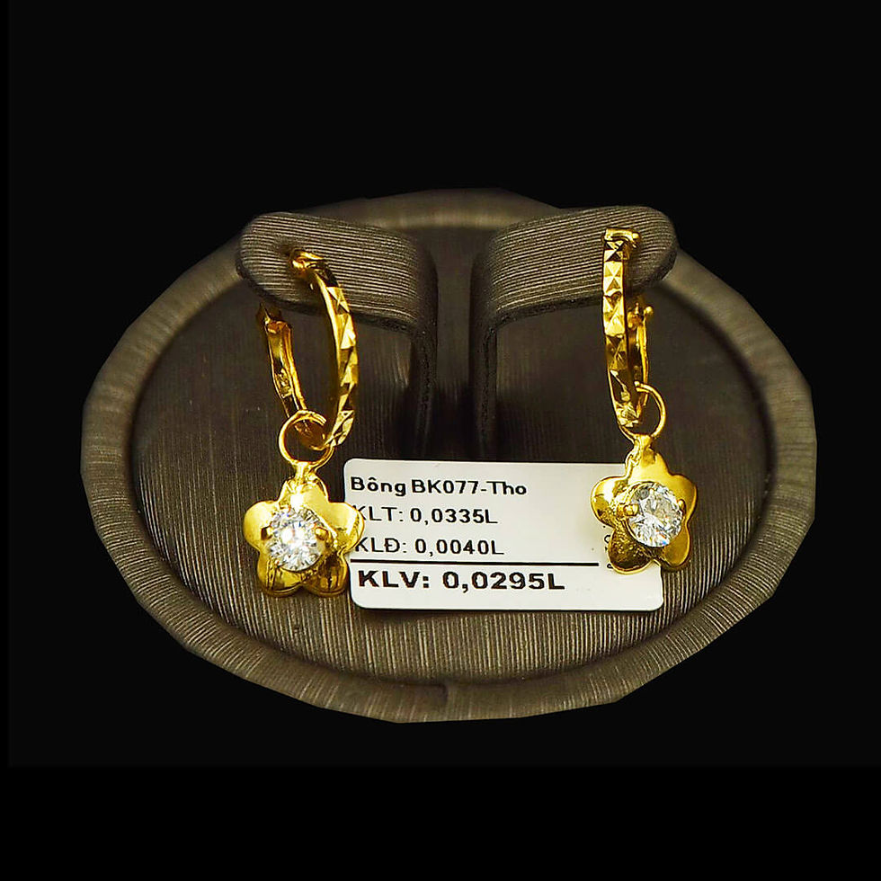 Bông tai tòng teng ngôi sao vàng đá trắng VJC 610