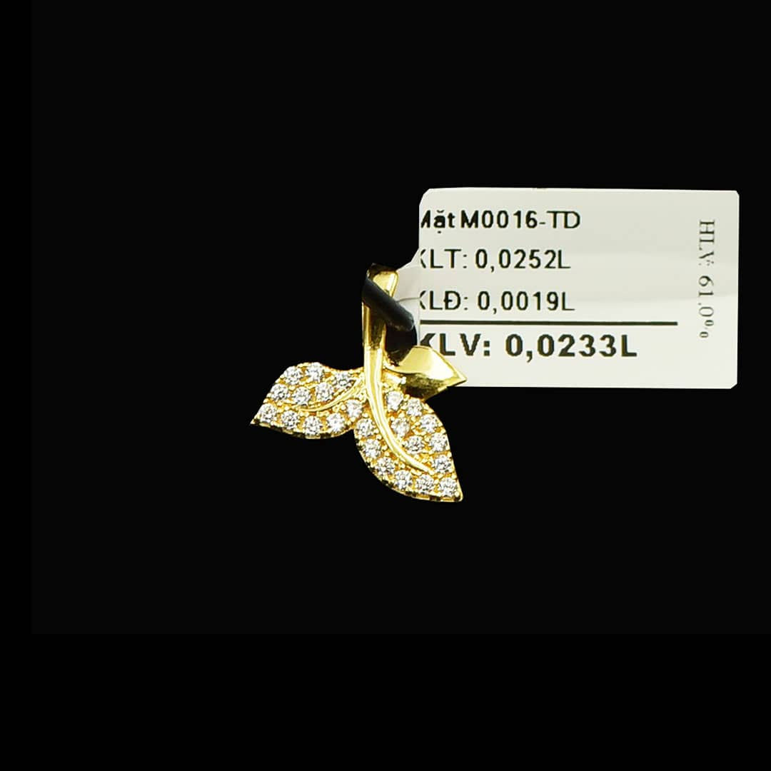 Mặt dây Lá Vàng đá trắng VJC 610